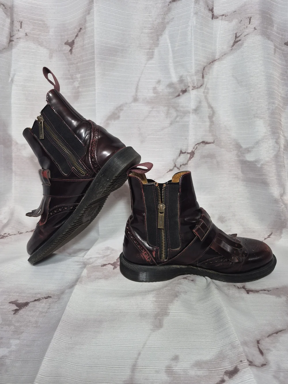 Dr. Martens TINA Burgundy Leather Ankle Booties. - Picture 5 of 8